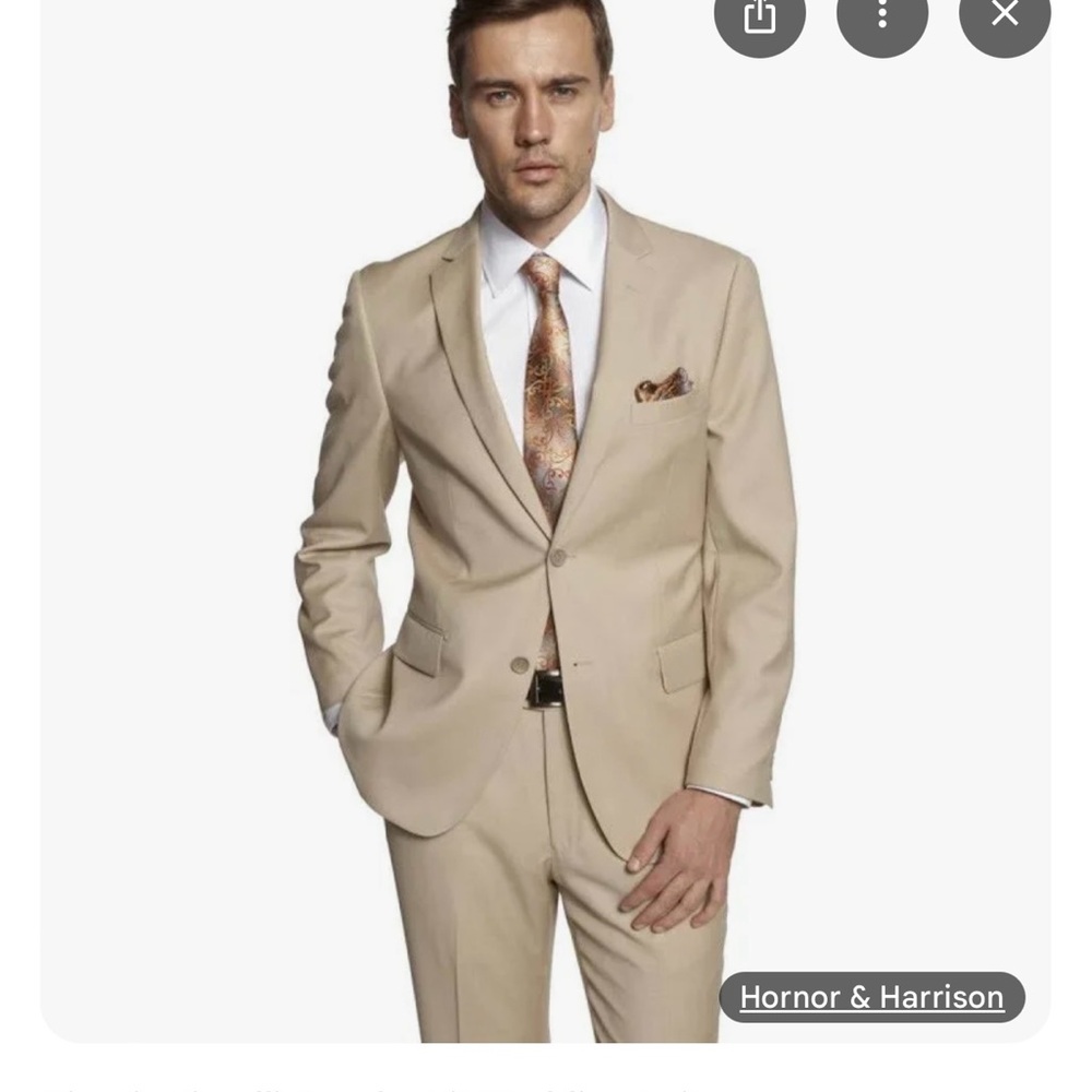 Tan Tailored Suit- Matching tie and pocket square included